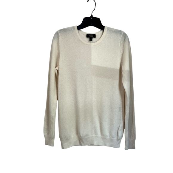 Charter Club 100% Cashmere Sweater Cream Long Sleeve Luxe Size M - Picture 1 of 7